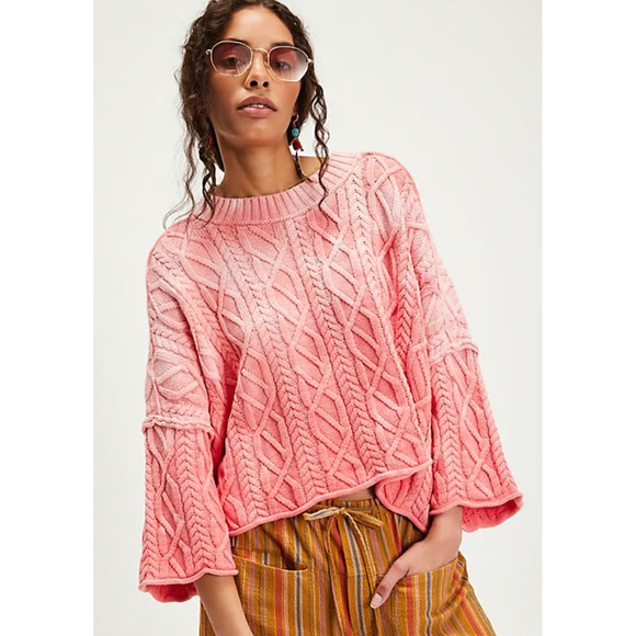 Free People Sweaters - NEW FREE PEOPLE PINK WASHED ASHORE SWEATER SZ XS